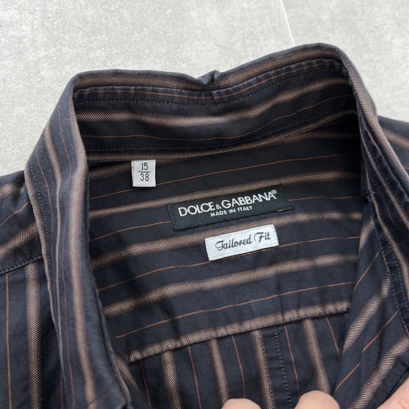 Dolce & Gabbana men tailored fit button down shirt neck 15 stripe print - Picture 5 of 7